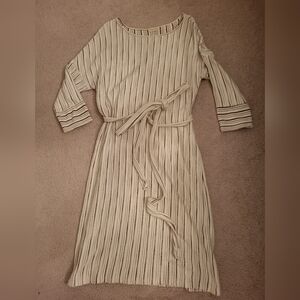 Roolee Neutral Striped Long Sleeve Dress